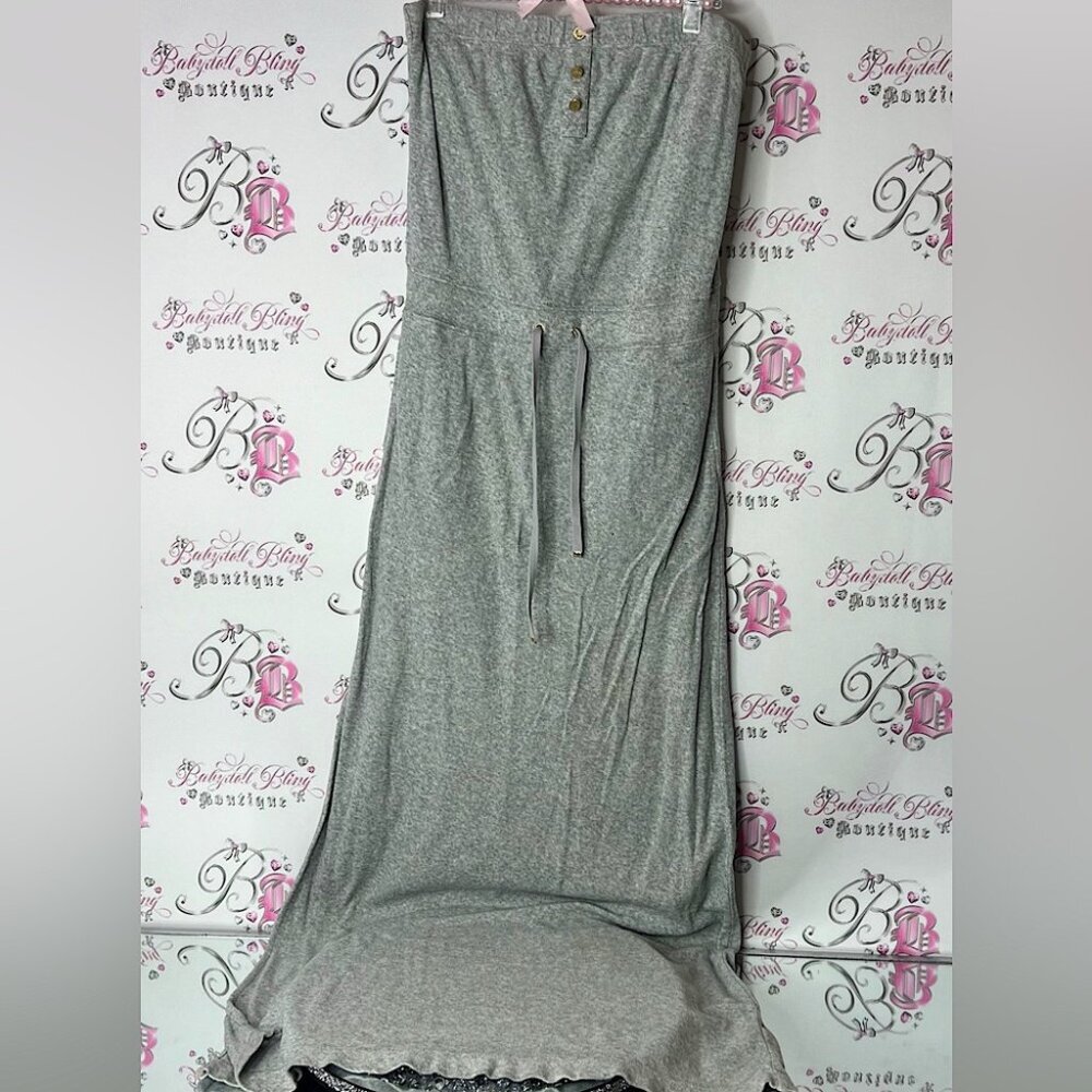 Juicy couture dress strapless terry cloth towel buttons Elegant Gray Maxi Dress